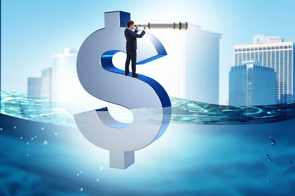 Concept Dollar Sinking Sea — Stock Photo, Image