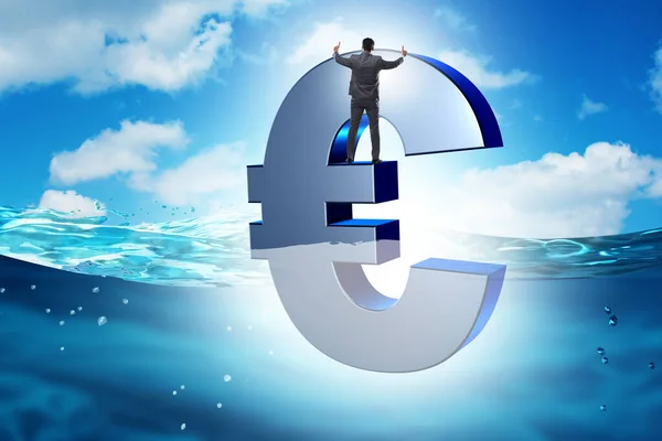 Concept Euro Sinking Sea — Stock Photo, Image
