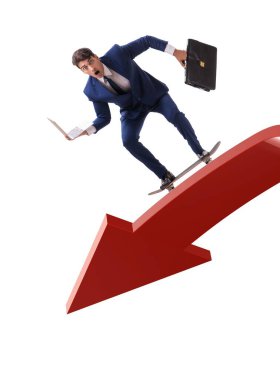 Finans grafiğinde kaykaya binen işadamı