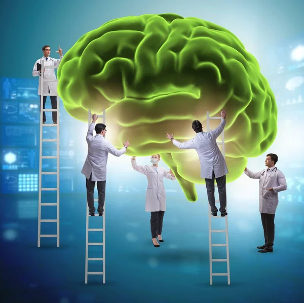 Team Doctors Examining Human Brain — Stock Photo, Image