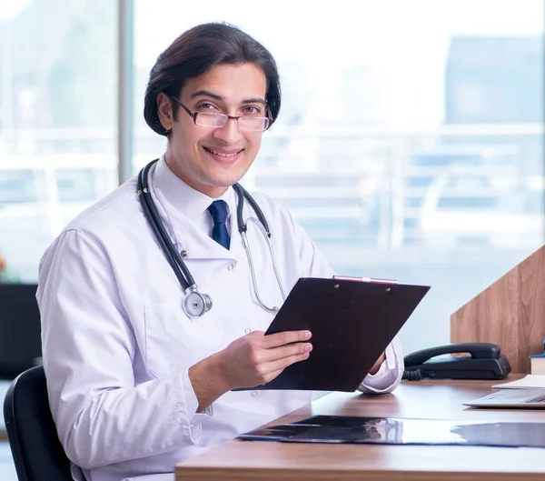 Young Handsome Doctor Working Clinic — Stock Photo, Image