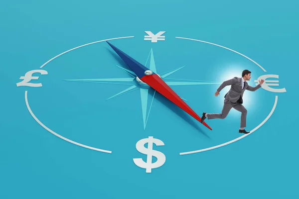 Businessman Currency Trading Concept Compass — Stock Photo, Image