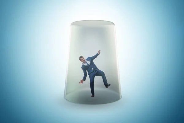 Businessman Trapped Transparent Glass — Stock Photo, Image