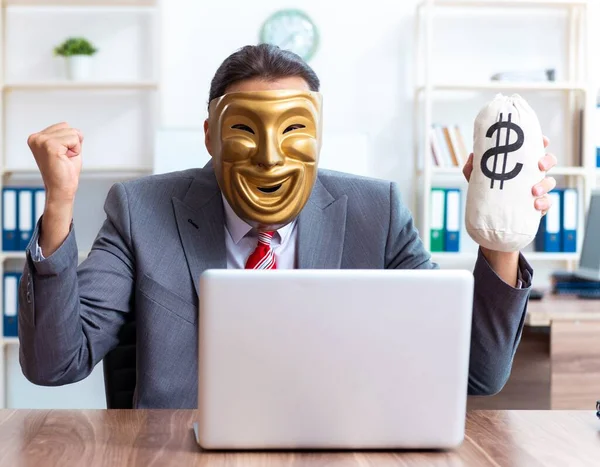 Businessman Wearing Mask Hypocrisy Concept — Stock Photo, Image