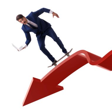 Finans grafiğinde kaykaya binen işadamı