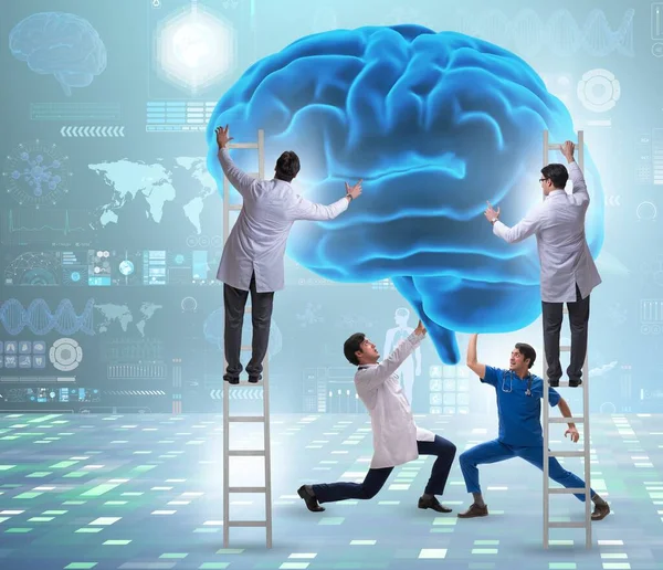Team Doctors Examining Human Brain — Stock Photo, Image