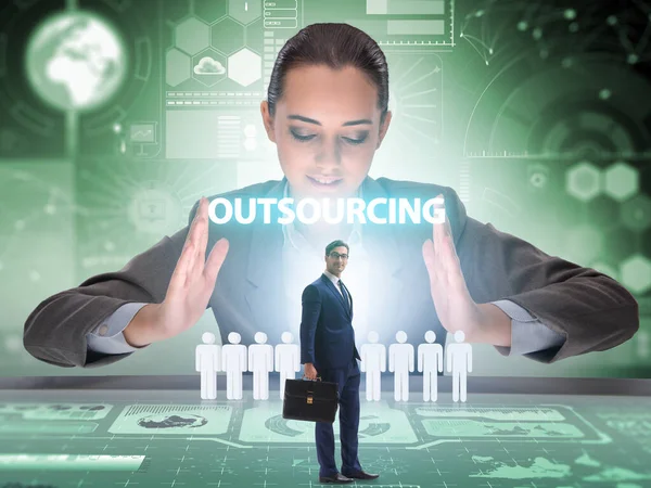 Concetto Outsourcing Nel Business Moderno — Foto Stock
