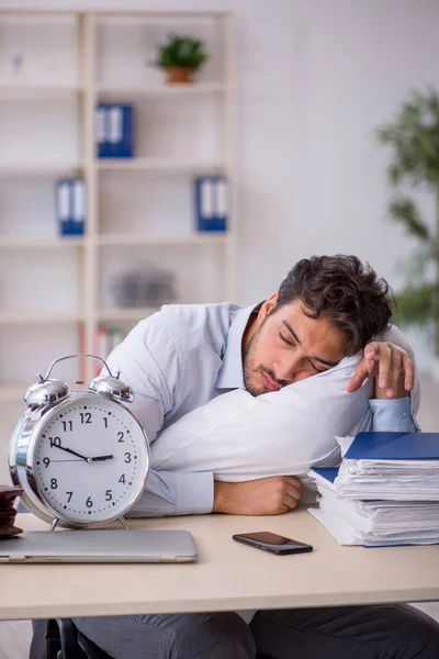 Young Businessman Employee Oversleeping Concept — Stock Photo, Image