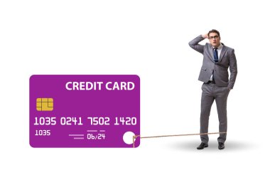 Kredi kartı borçları konseptinde iş adamı