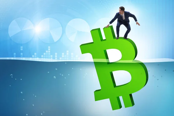 Konzept Des Bitcoin Verliert Wert — Stockfoto