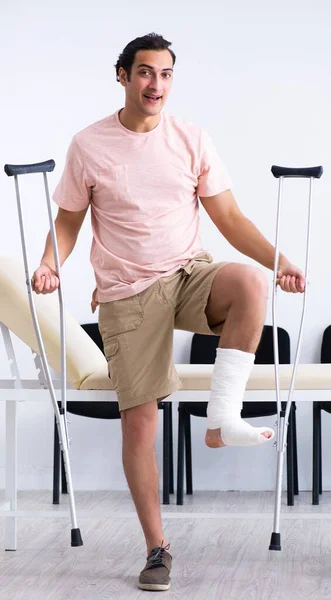 Young Injured Man Waiting His Turn Hospital Hall — Stock Photo, Image