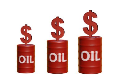 Oil and dollars on the barrels - 3d rendering