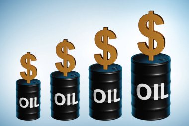 Oil and dollars on the barrels - 3d rendering