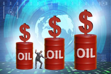 Businessman in the oil prices concept