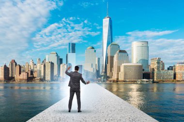 Businessman in ambition and determination concept