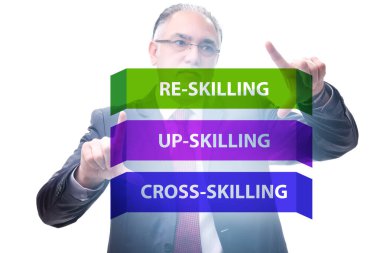 Re-skilling and upskilling in the learning concept clipart