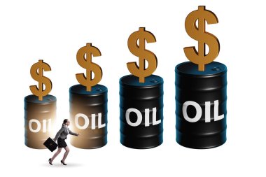 Businesswoman in the oil prices concept