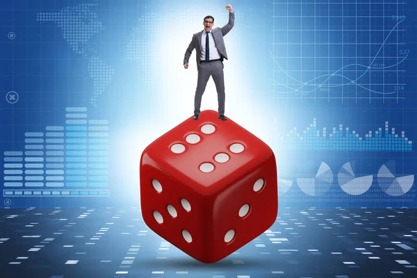 Businessman Uncertainty Concept Dice — Stockfoto