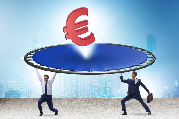 Monetary Concept Currency Bouncing Trampoline — Stockfoto
