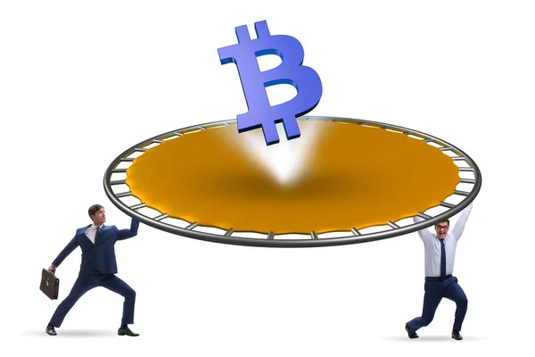 Monetary Concept Cryptocurrency Bouncing Trampoline — Foto de Stock