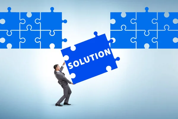 Business Solution Concept Jigsaw Puzzle Pieces — Foto de Stock