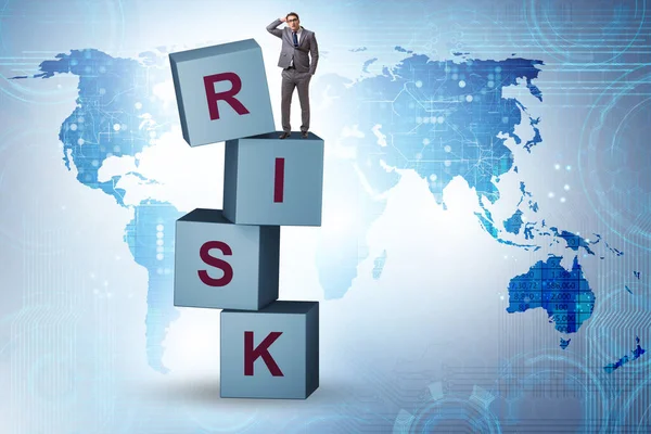 Risk Management Concept Businessman Cubes — Zdjęcie stockowe