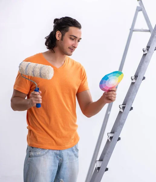 Young Man Contractor Doing Renovation Home — Stock Photo, Image