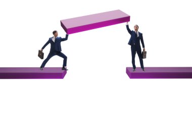 Concept of teamwork with the bridge being built