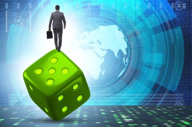 Businessman in uncertainty concept with the dice