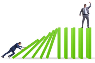 Domino etkisi kavramında iş adamı