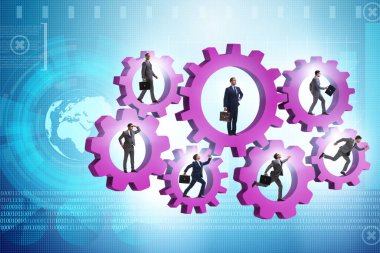 Takım çalışması konseptinde iş adamları