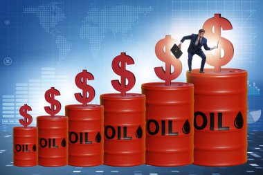Businessman in the oil prices concept