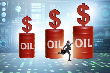 Businessman in the oil prices concept
