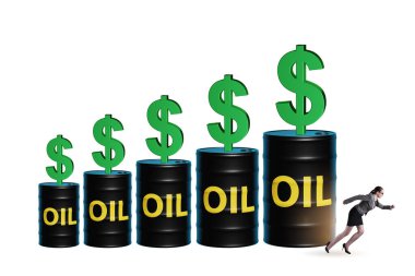 Businesswoman in the oil prices concept