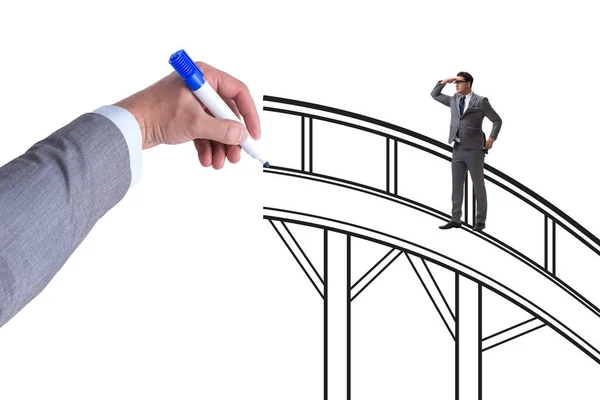 Hand Drawing Bridge Business Concept — Fotografia de Stock