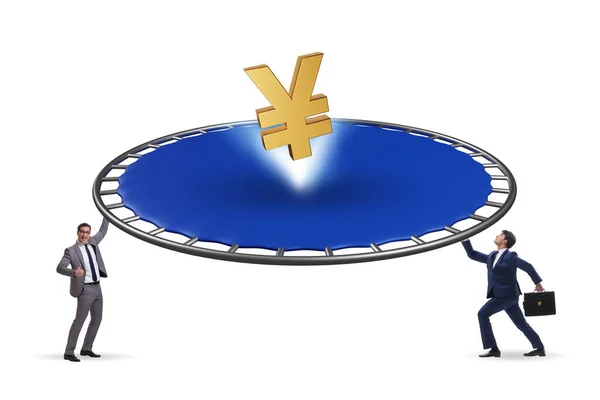 Monetary Concept Currency Bouncing Trampoline — 스톡 사진
