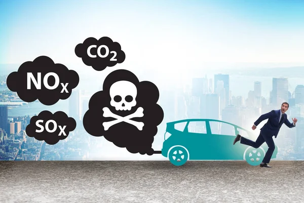Milieuverontreiniging Door Auto Het Ecologische Concept — Stockfoto