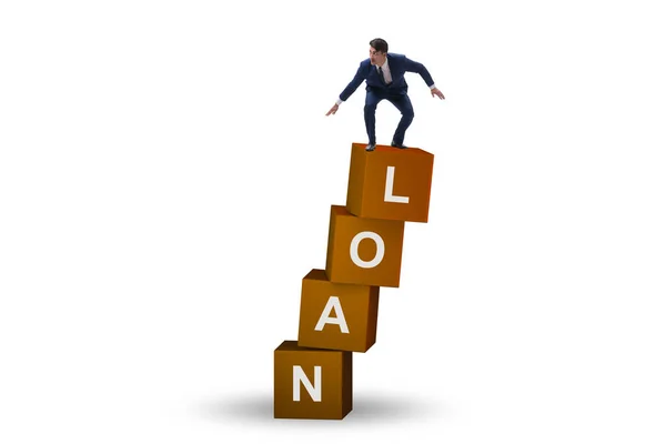 Debt Loan Concept Businessman Cubes — Stock Photo, Image
