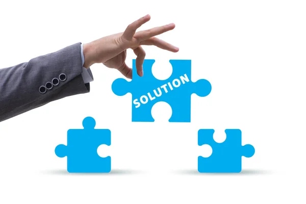 Business Solution Concept Jigsaw Puzzle Pieces — Fotografia de Stock