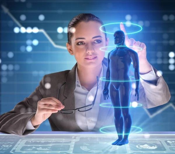 Futuristic Remote Diagnostics Concept Businesswoman — Stock Photo, Image