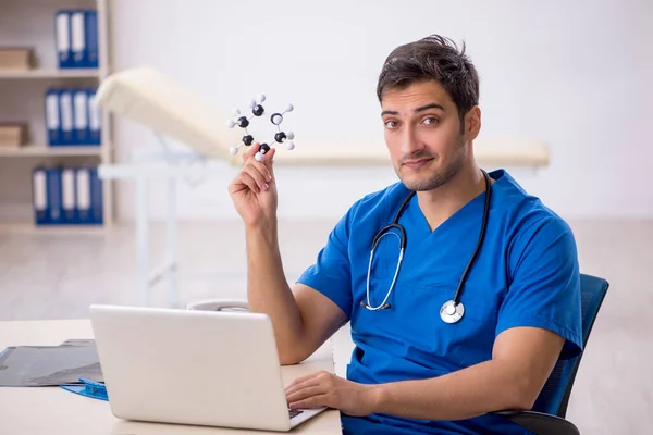 Young Student Doctor Holding Molecular Model — Stock Photo, Image