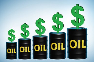 Oil and dollars on the barrels - 3d rendering