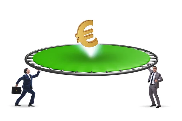Monetary Concept Currency Bouncing Trampoline — Stok fotoğraf