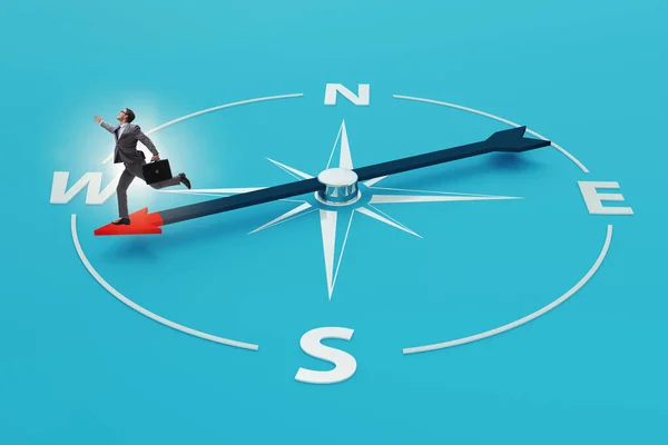 Businessman Compass Looking Direction — Stock Photo, Image