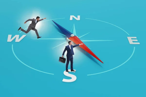Businessman Compass Looking Direction — Stock Photo, Image