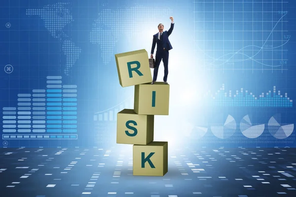 Risk Management Concept Businessman Cubes —  Fotos de Stock