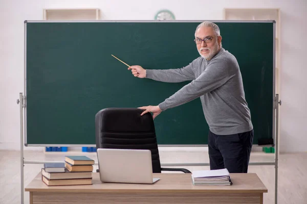 Old teacher in the classroom