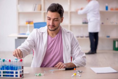 Two chemists working at the lab