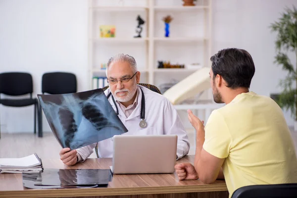 Young doctor visiting old doctor radiologist