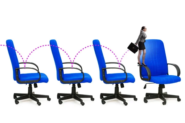 Koncepcja Promocji Krzesłami Biurowymi Bizneswoman — Zdjęcie stockowe